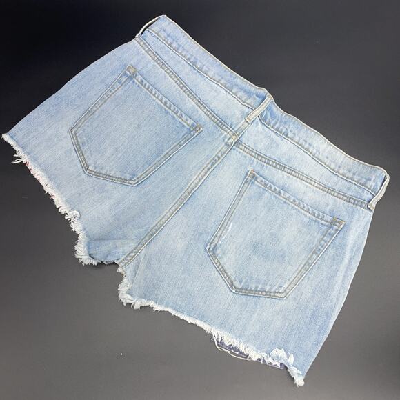 Old Navy Womens 12 Boyfriend Denim Cutoff Shorts Americana USA Stars Stripes - Picture 2 of 8